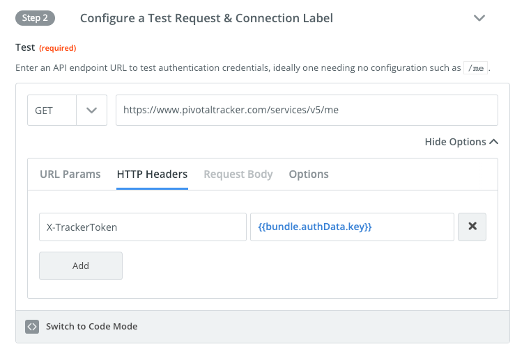Zapier test request API Key authentication